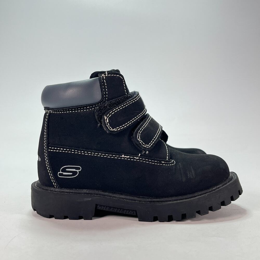 Skechers Power Reach Lil' Lumberer Black Winter Ankle Boots 405657N Kids Size 9